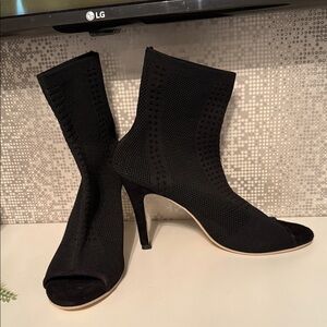 Zara Black Knit Heeled Boots